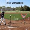 VEVOR 7x7 ft Baseball Softball Practice Net, Portable Baseball Training Net for Hitting Catching Pitching, Backstop Equipment with Bow Frame