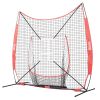 VEVOR 7x7 ft Baseball Softball Practice Net, Portable Baseball Training Net for Hitting Catching Pitching, Backstop Equipment with Bow Frame
