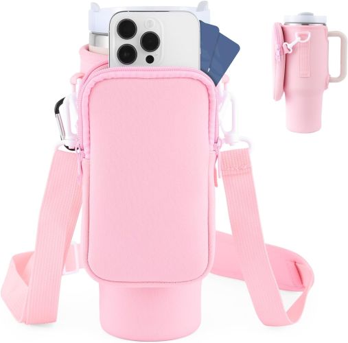 Slok Water Bottle Carrier Bag, Compatible With 40oz Tumbler With Handle, Modern Water Bottle Holder With Simple Adjustable Strap For Outdoor Walking H