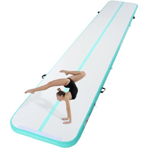 VEVOR Gymnastics Air Mat, 4 inch Thickness Inflatable Gymnastics Tumbling Mat, Tumble Track with Electric Pump